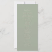 Salbeigrünes Hochzeitsprogramm (Rückseite)