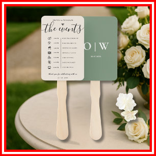 Salbeigrünes Hochzeitsprogramm Fächer
