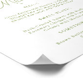 Salbeigrünes Hortensien-Hochzeitsmenü-Schild Poster (Ecke)