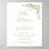 Salbeigrünes Hortensien-Hochzeitsmenü-Schild Poster (Vorne)