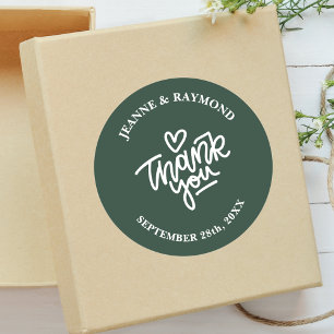Salbeigrünes individuelles Dankeschön als Hochzeit Runder Aufkleber