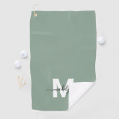 Salbeigrünes Initialen-Monogramm Golfhandtuch (Insitu)