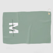 Salbeigrünes Initialen-Monogramm Golfhandtuch (Horizontal)
