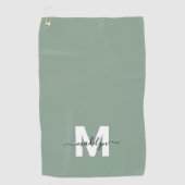 Salbeigrünes Initialen-Monogramm Golfhandtuch (Vorderseite)