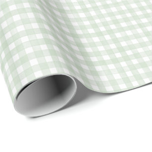 Salbeigrünes klassisches Gingham Geschenkpapier