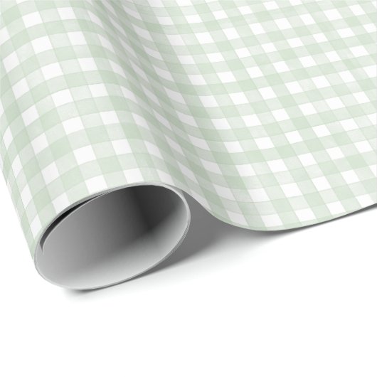 Salbeigrünes klassisches Gingham Geschenkpapier (Rolleneckpunkt)
