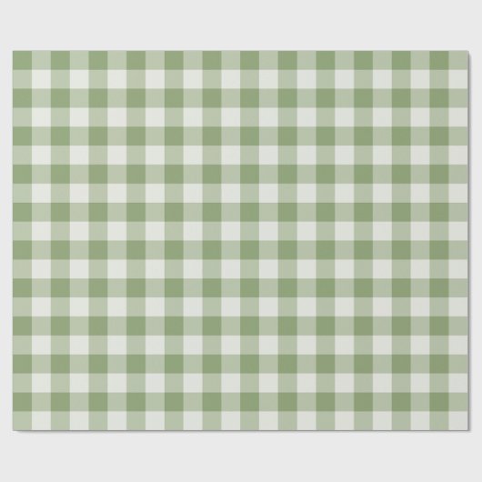 Salbeigrünes klassisches Gingham-Karo Geschenkpapier (Flach)