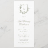 salbeigrünes klassisches Monogramm-Wappen Hochzeit Programm (Rückseite)