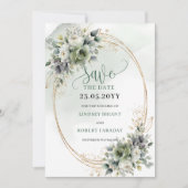 Salbeigrünes Laub Botanisches Save The Date (Vorderseite)