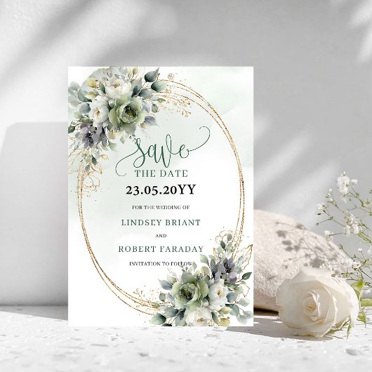 Salbeigrünes Laub Botanisches Save The Date