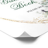 Salbeigrünes Laub Gästebuch-Tischschild Poster (Ecke)
