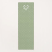 Salbeigrünes Lorbeer-Monogramm-Punktmuster Yogamatte (Vorderseite)