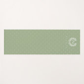 Salbeigrünes Lorbeer-Monogramm-Punktmuster Yogamatte (Vorderseite (Horizontal))