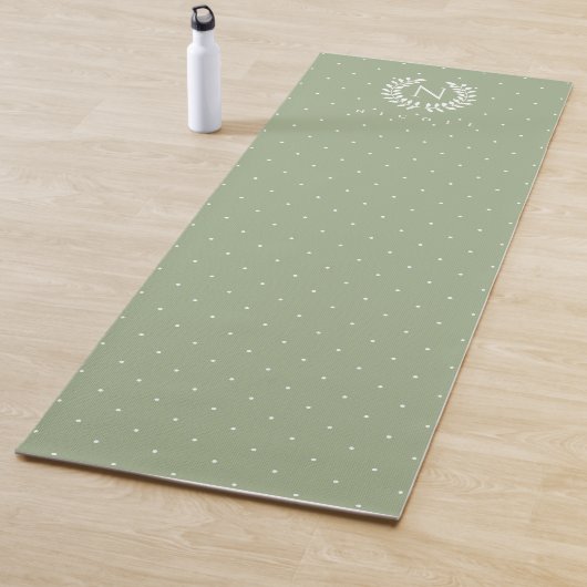 Salbeigrünes Lorbeer-Monogramm-Punktmuster Yogamatte (Beispiel)