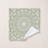 Salbeigrünes Mandala-Muster Badhandtuch Set (Waschlappen)