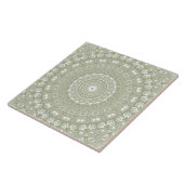 Salbeigrünes Mandala-Muster Fliese (Seite)
