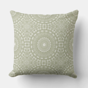 Salbeigrünes Mandala-Muster Kissen