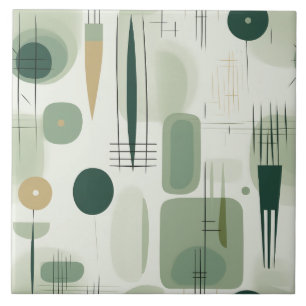 Salbeigrünes Mid Century Modern Abstrakt Fliese