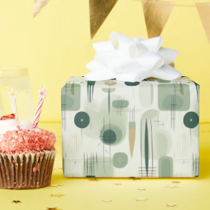 Salbeigrünes Mid Century Modern Abstrakt Geschenkpapier