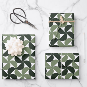 Salbeigrünes Mittelalter-Modernes Muster Geschenkpapier Set