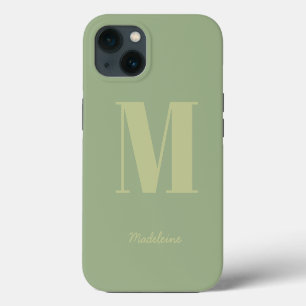 Salbeigrünes modernes minimales Monogramm Initial  iPhone 13 Hülle