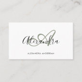 Salbeigrünes Monogramm Anfangsbuchstabe Skriptname Visitenkarte (Vorderseite)