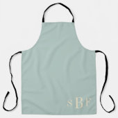 Salbeigrünes Monogramm-Gastgebergeschenk Schürze (Vorderseite)