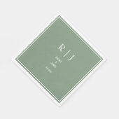 Salbeigrünes Monogramm Initial Elegante Trend-Hoch Serviette (Ecke)
