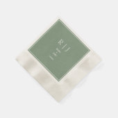 Salbeigrünes Monogramm Initial Moderne Hochzeit Serviette (Ecke)