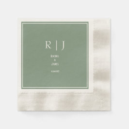 Salbeigrünes Monogramm Initial Moderne Hochzeit Serviette