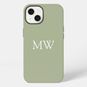 Salbeigrünes Monogramm Initialen Trendy Boho iPhone 13 Hülle