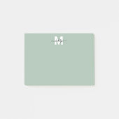 Salbeigrünes Monogramm Post-it Klebezettel (Vorderseite)
