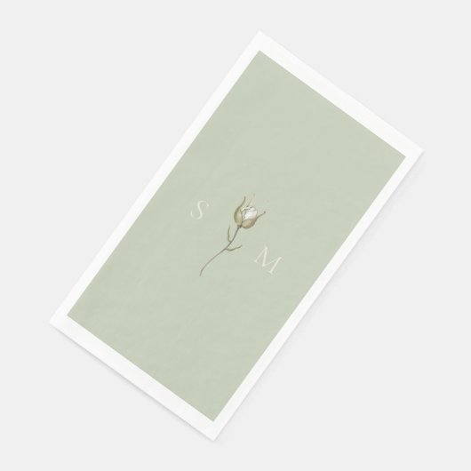 Salbeigrünes Monogramm Serviette (Ecke)
