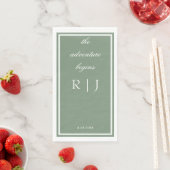 Salbeigrünes Monogramm-Zitat-Skript-Text Hochzeit Serviette (Beispiel)