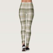 Salbeigrünes neutrales Karomuster Leggings (Rückseite)
