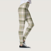Salbeigrünes neutrales Karomuster Leggings (Rechts)
