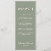 Salbeigrünes Old-Money-Hochzeitsmenü-Dankeschön-Ka Programm (Vorderseite)
