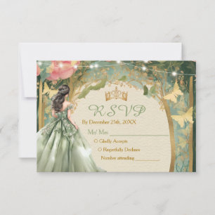 Salbeigrünes Prinzessinnenkleid Wald Fee RSVP-Kart Dankeskarte