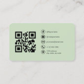 Salbeigrünes QR-Code-Foto Visitenkarte (Rückseite)
