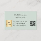 Salbeigrünes QR-Code-Geschäftslogo Treuekarte (Rückseite)