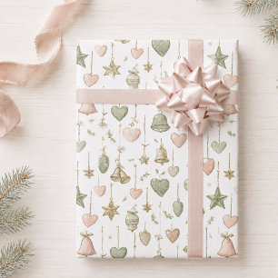 Salbeigrünes Rosa Weihnachts-Feiertagsmuster Geschenkpapier