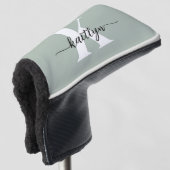 Salbeigrünes Schriftmonogramm Golf Headcover (3/4 Vorderseite)