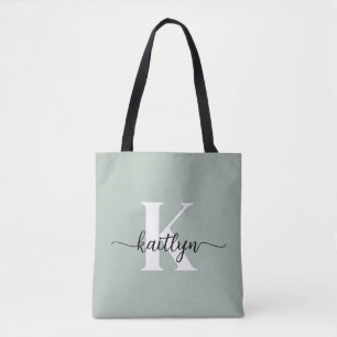 Salbeigrünes Schriftmonogramm Tasche