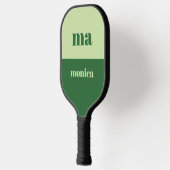 Salbeigrünes Skript-Monogramm-Initial Pickleball Schläger (Links)