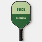 Salbeigrünes Skript-Monogramm-Initial Pickleball Schläger (Rückseite)