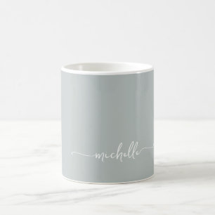 Salbeigrünes stilvolles Monogramm Unterschriftensc Kaffeetasse