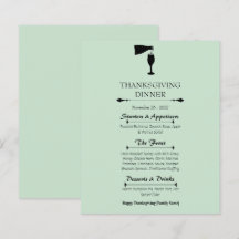 Salbeigrünes Thanksgiving-Dinner-Menükarte