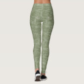 Salbeigrünes Tweed-Leinen-Muster  Leggings (Rückseite)