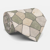 Salbeigrünes und beiges Marmorstein-Mosaik Krawatte (Gerollt)