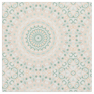 Salbeigrünes und Pfirsich Mandala-Muster Stoff